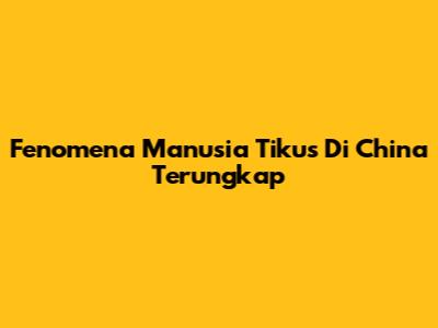 Fenomena Manusia Tikus Di China Terungkap
